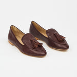 The Belgian Tassel Loafer in Black Angled Side