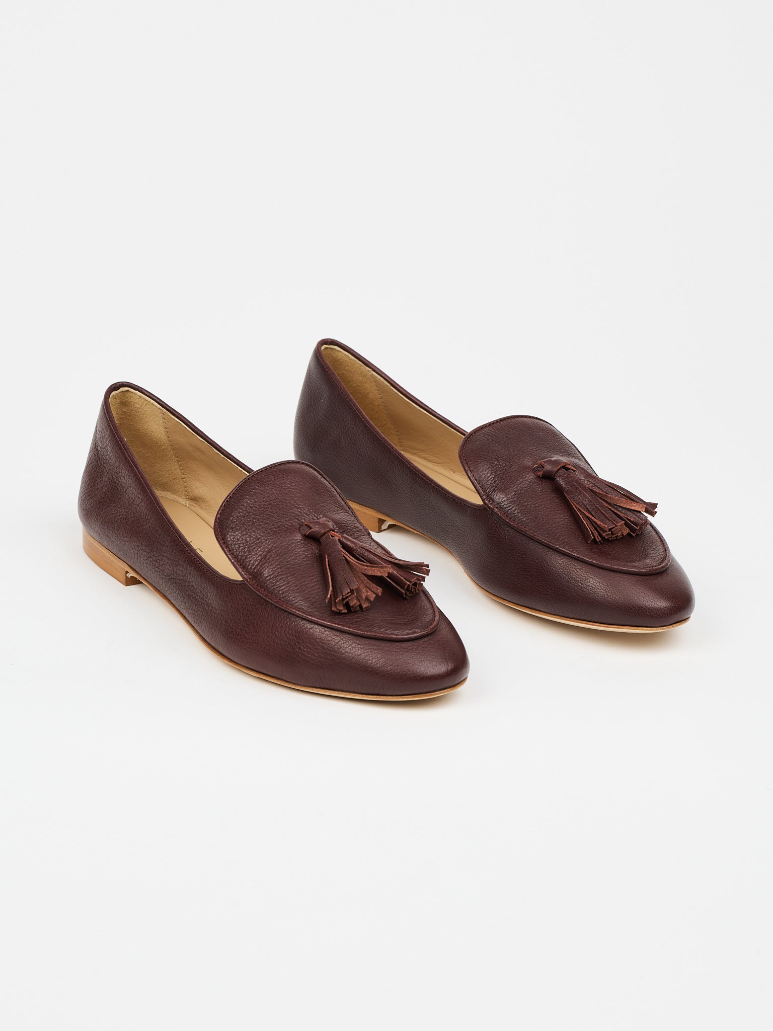 The Belgian Tassel Loafer in Black Angled Side