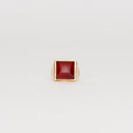 The Luques Square Signet Ring in Red Agate