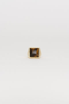 The Luques Square Signet Ring in Tigers Eye
