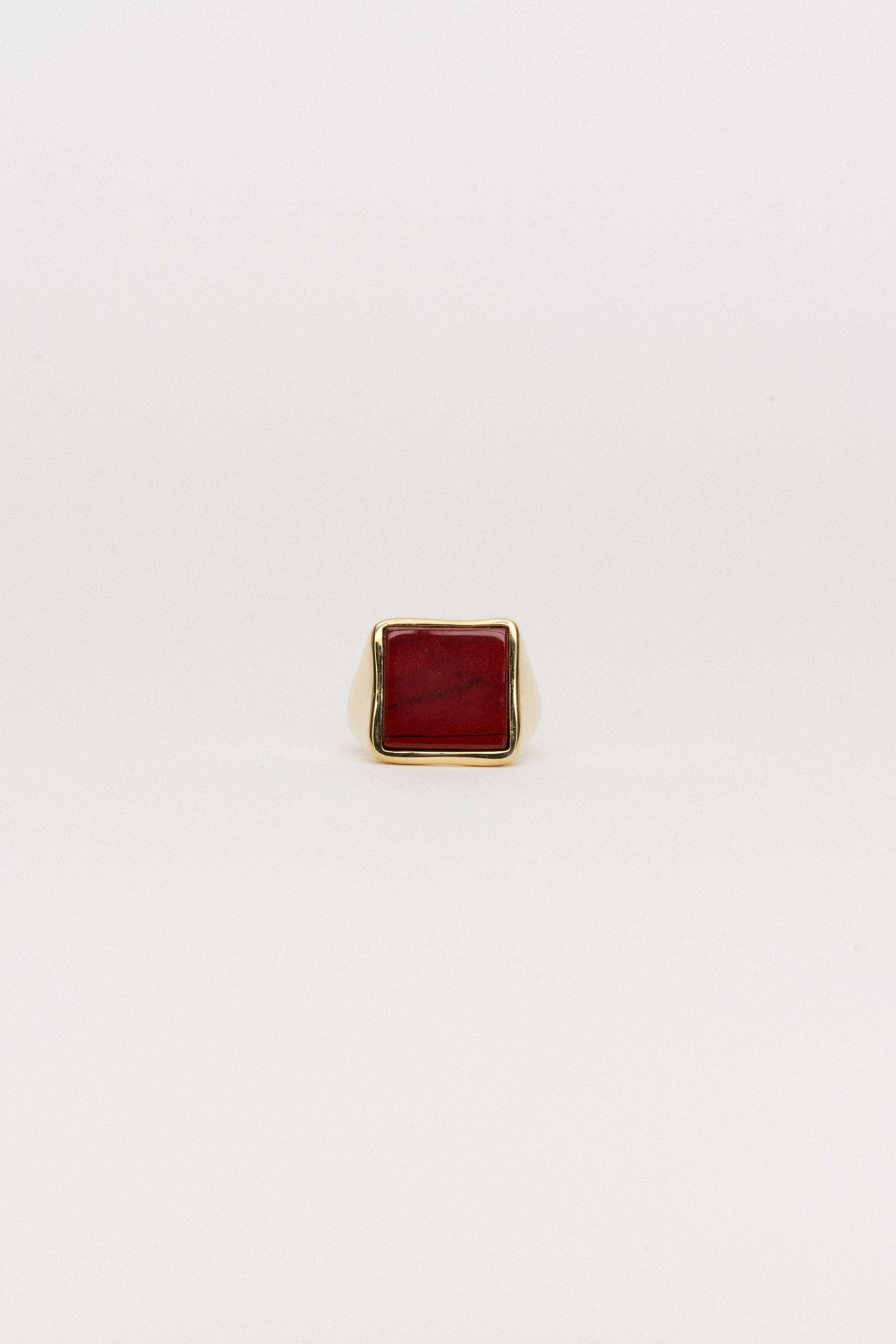 The Nina Flat Signet Ring in Red Jasper