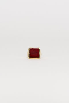 The Nina Flat Signet Ring in Red Jasper