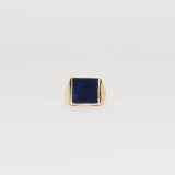 The Nina Flat Signet Ring in Blue Aventurine