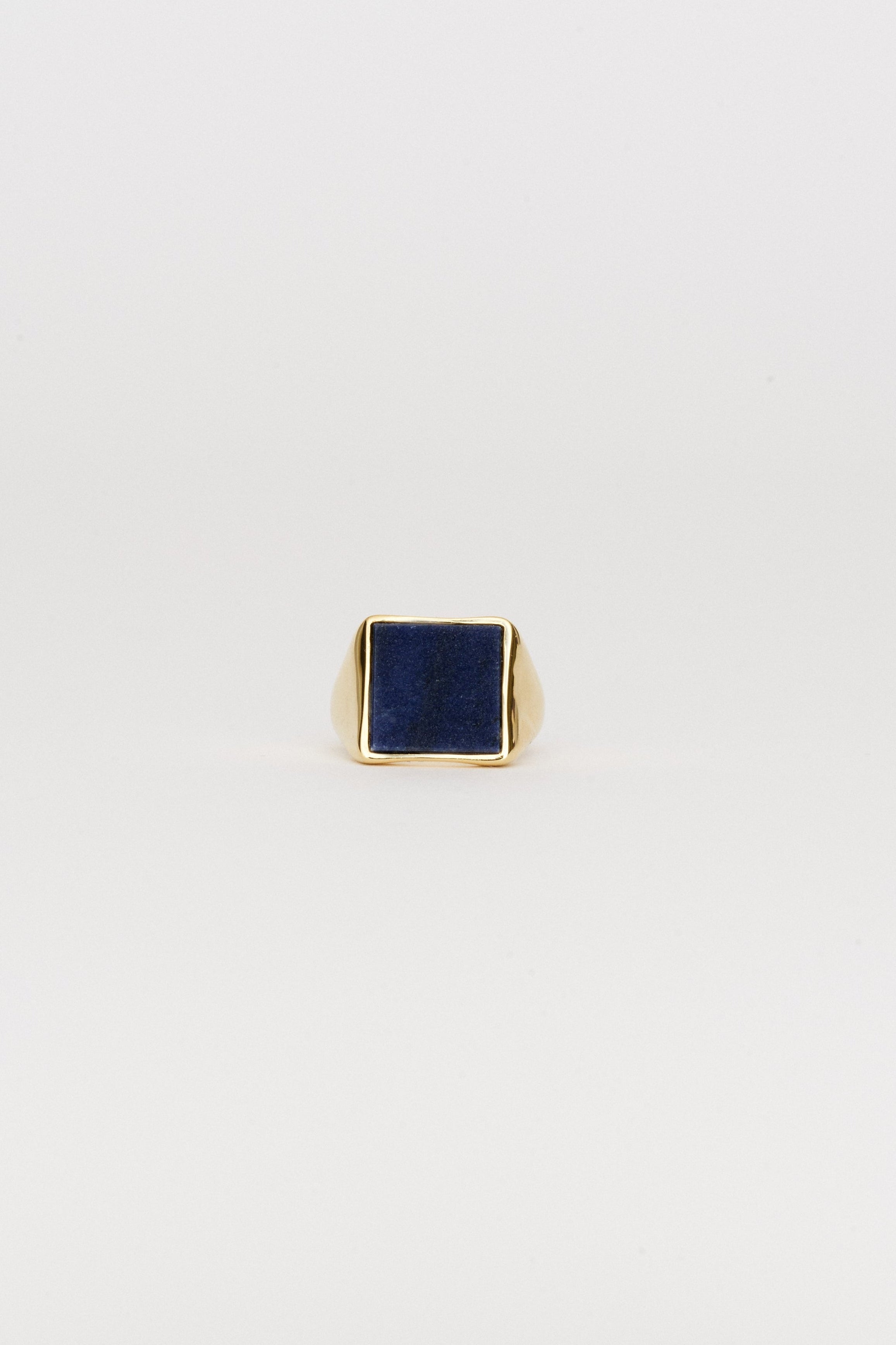 The Nina Flat Signet Ring in Blue Aventurine