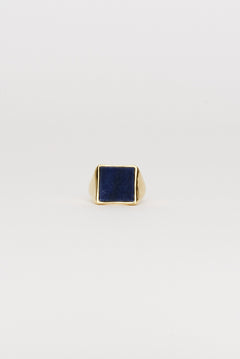 The Nina Flat Signet Ring in Blue Aventurine