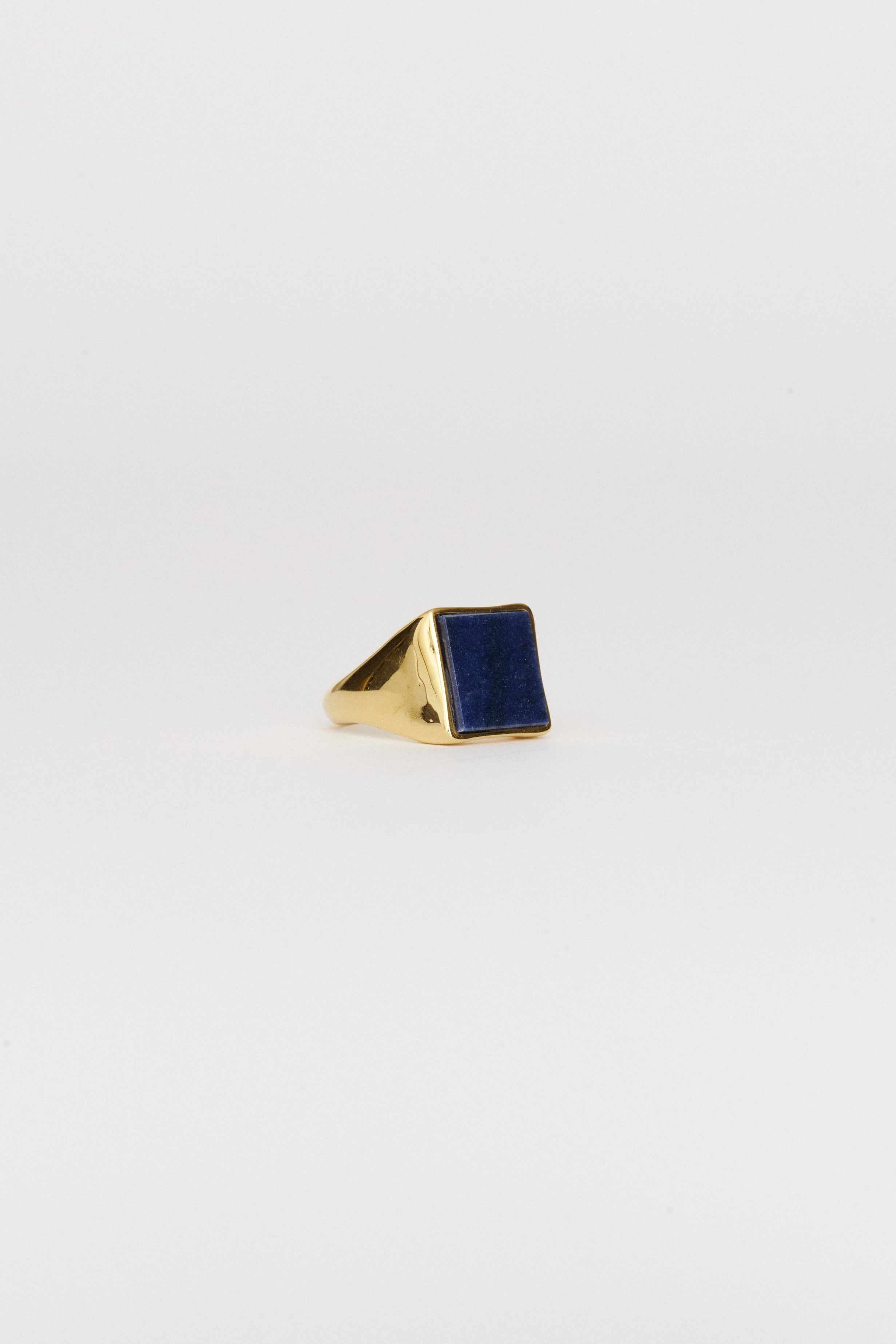 The Nina Flat Signet Ring in Blue Aventurine