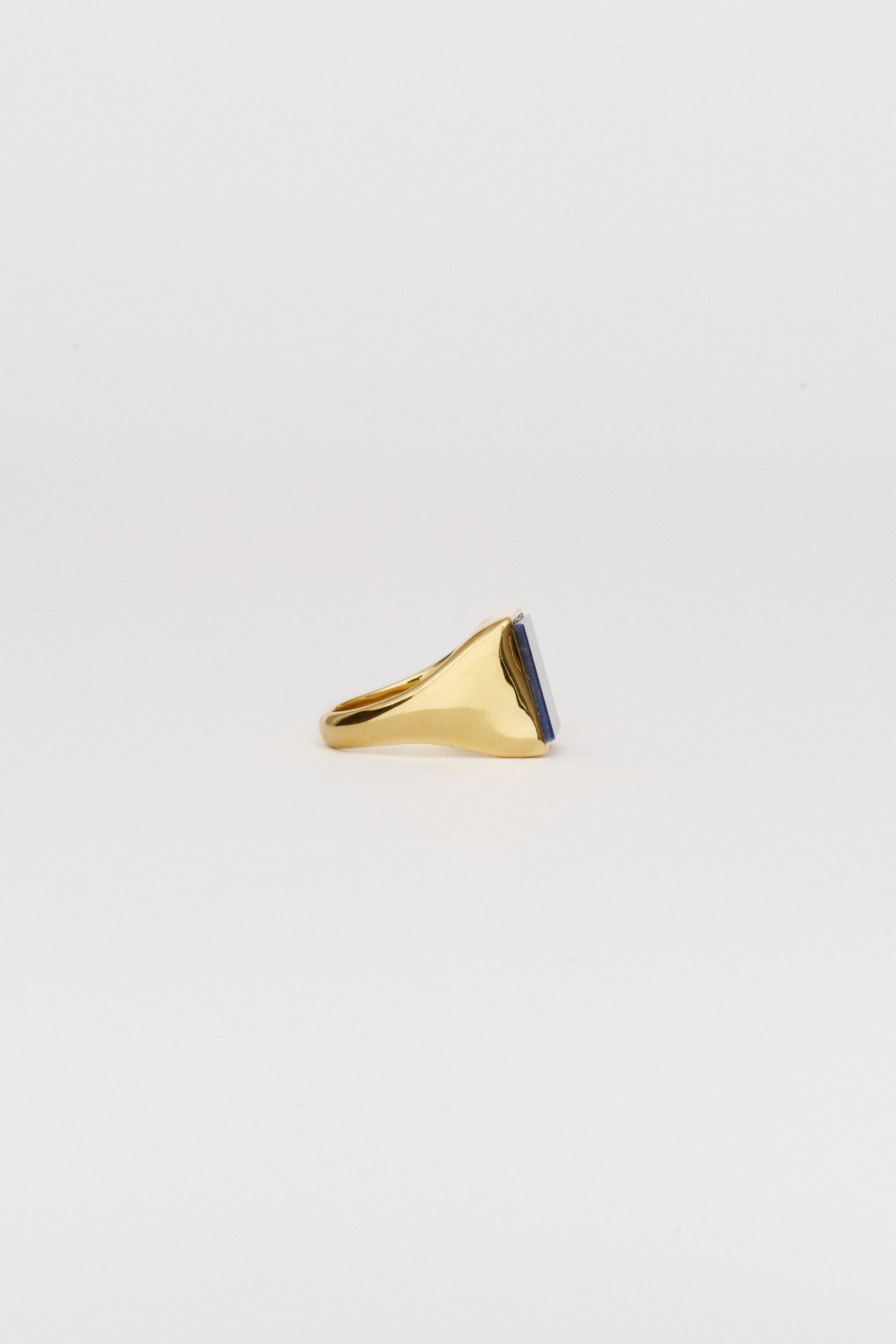 The Nina Flat Signet Ring in Blue Aventurine