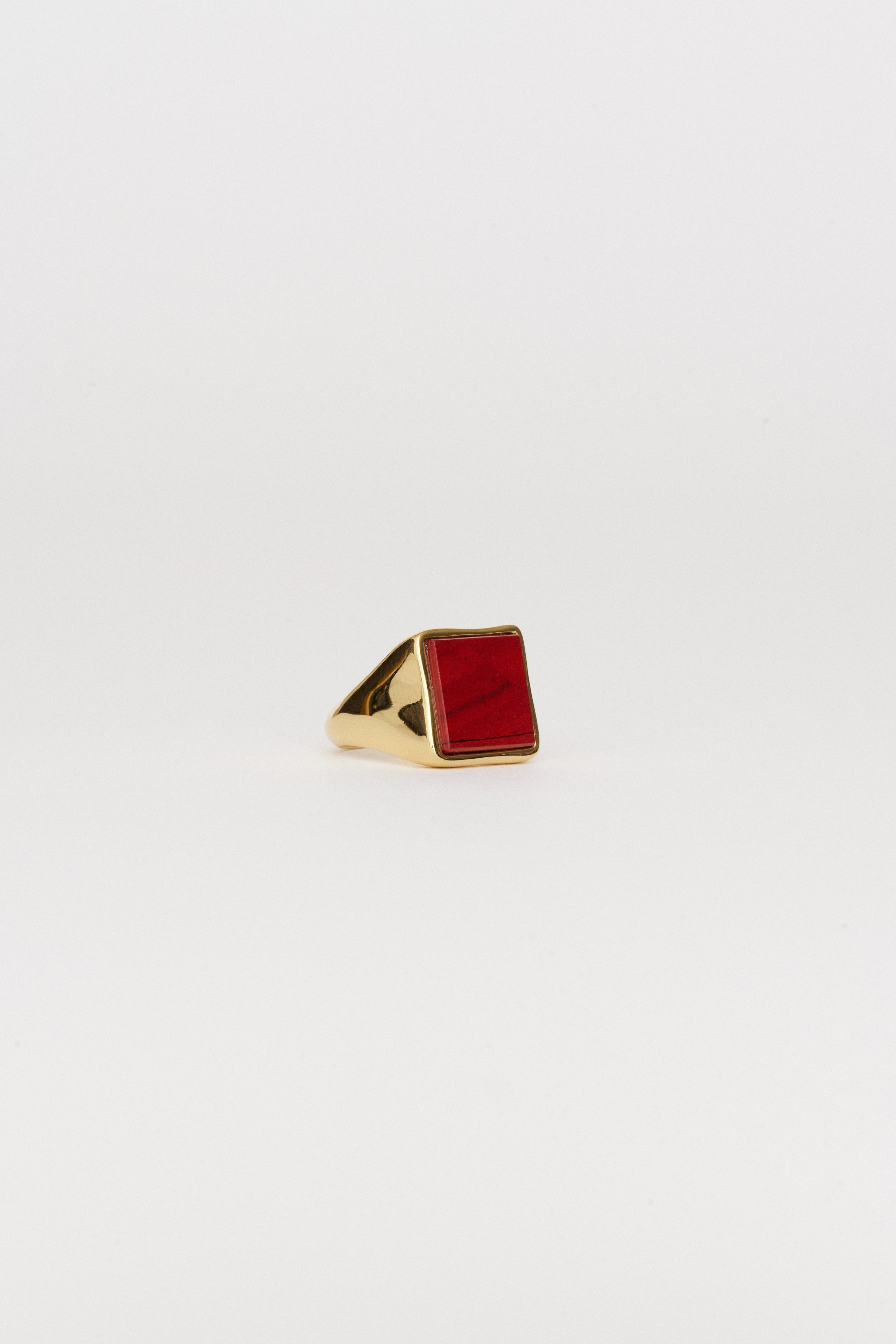 The Nina Flat Signet Ring in Red Jasper
