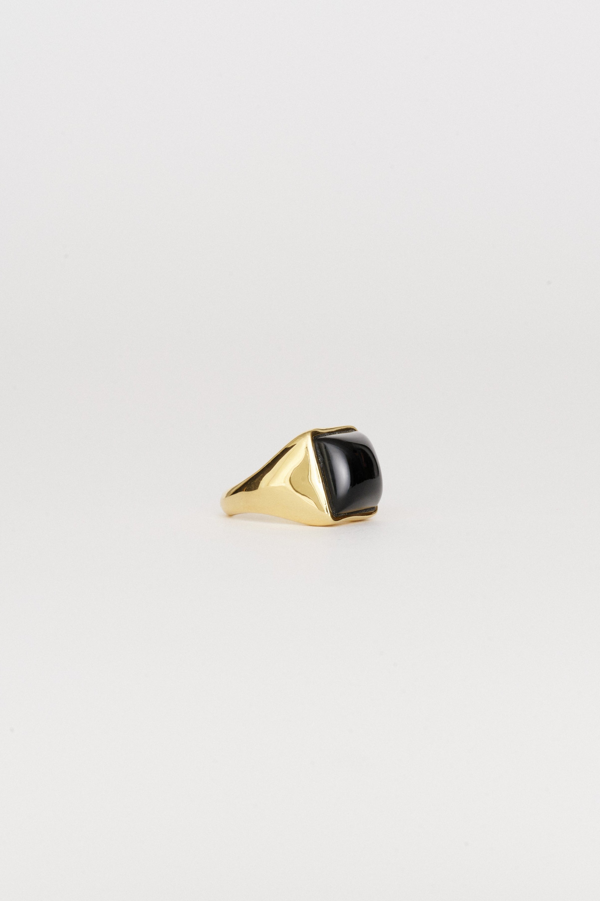 The Luques Square Signet Ring in Onyx