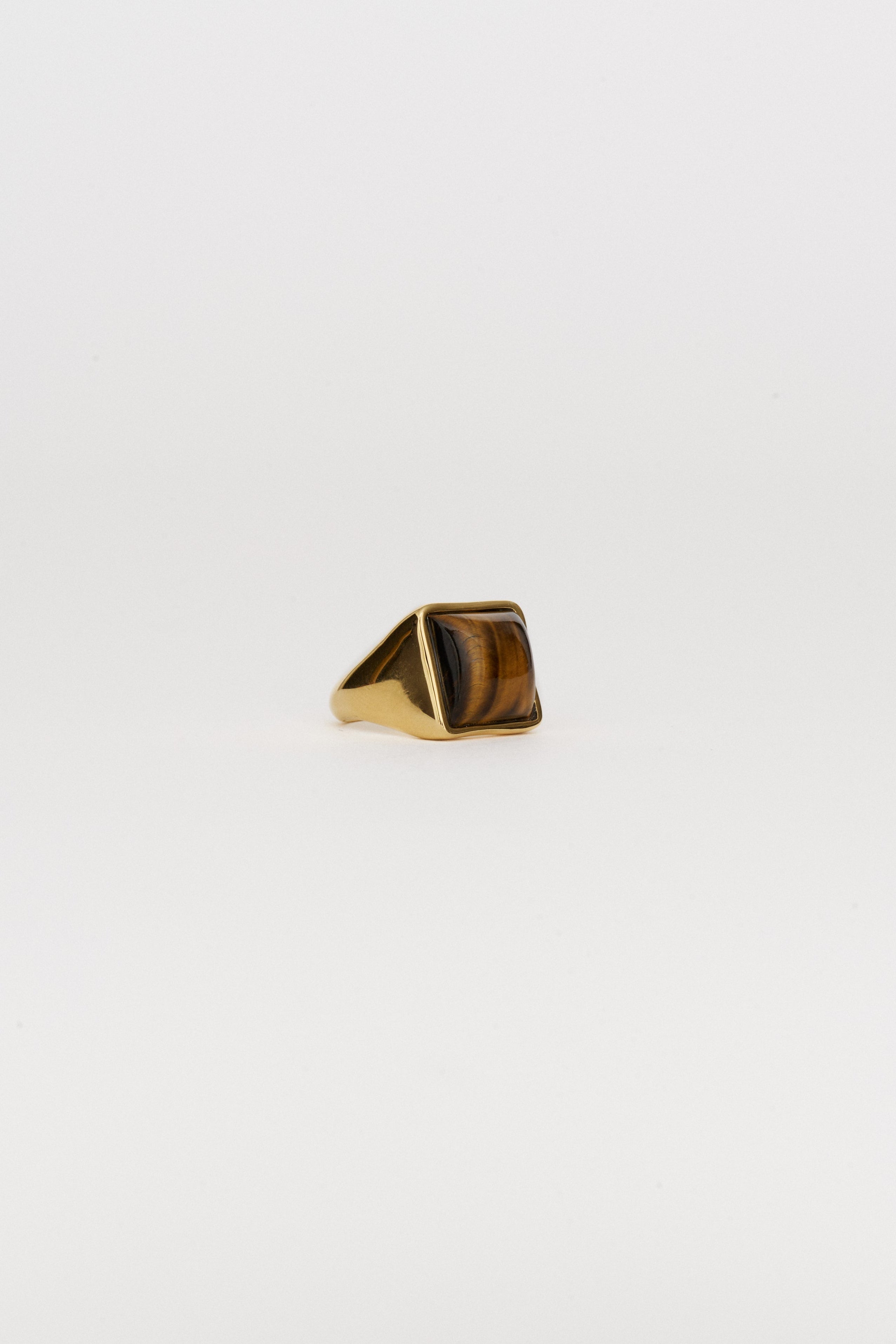 The Luques Square Signet Ring in Tigers Eye