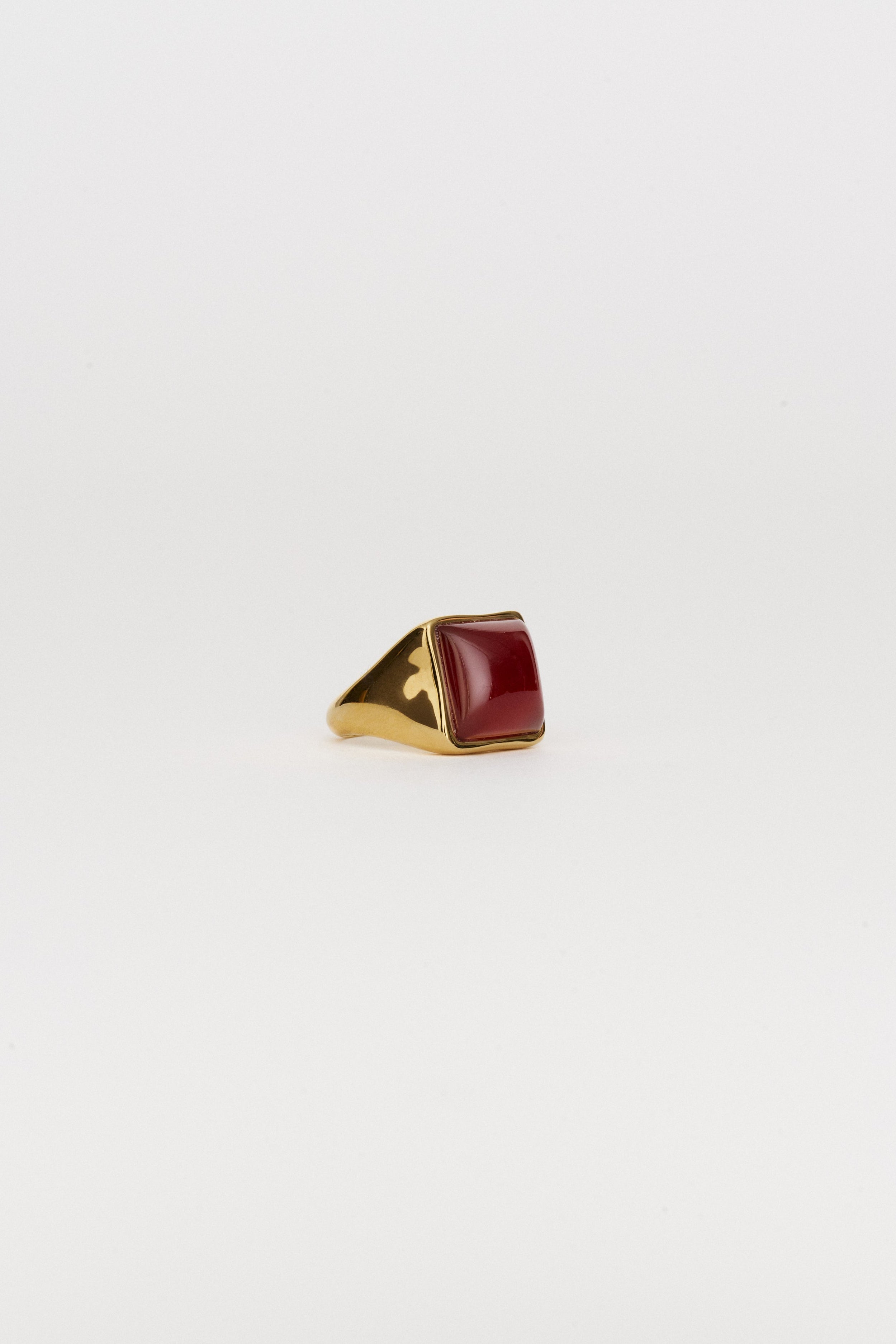 The Luques Square Signet Ring in Red Agate
