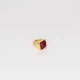 The Luques Square Signet Ring in Red Agate