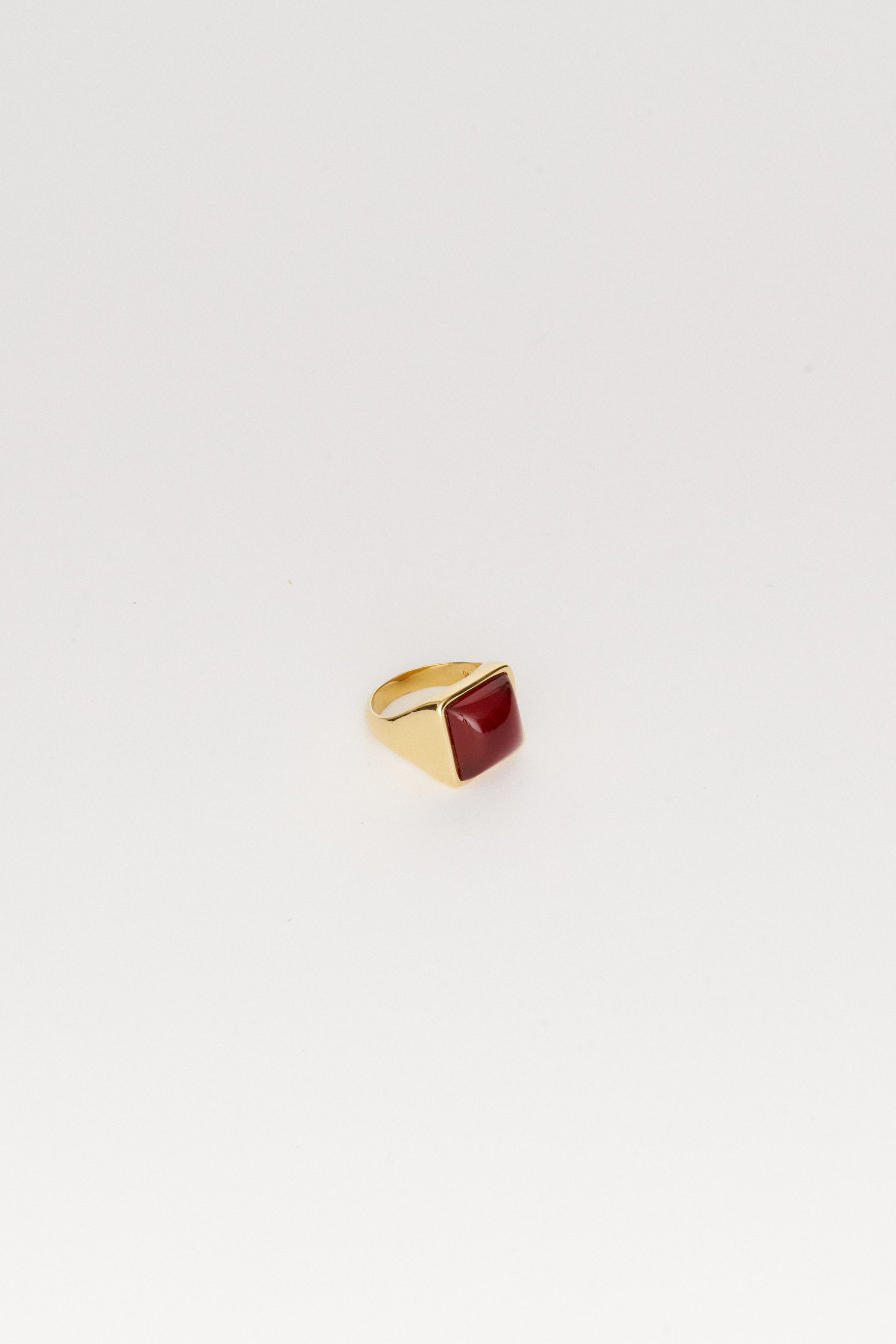 The Luques Square Signet Ring in Red Agate