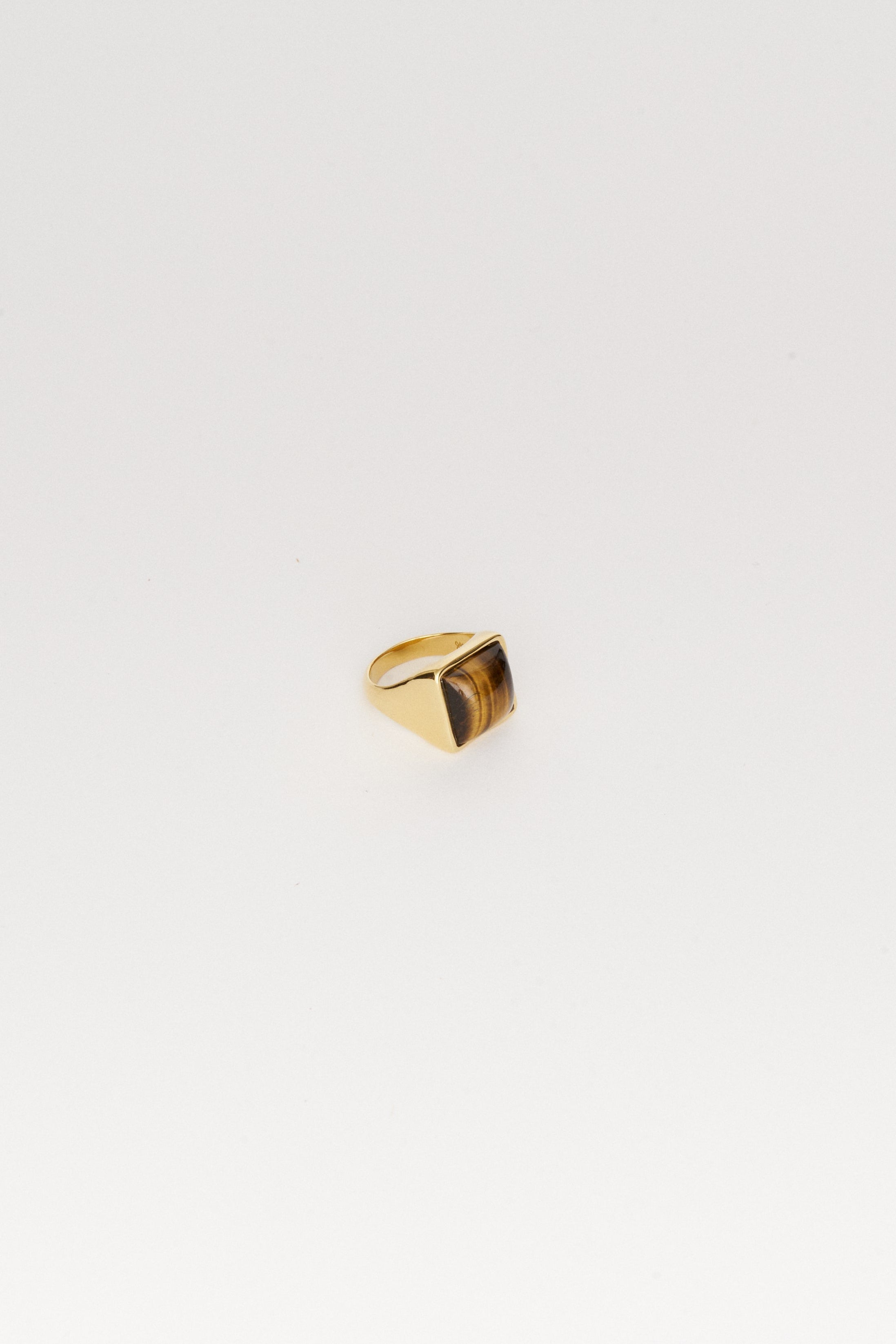The Luques Square Signet Ring in Tigers Eye