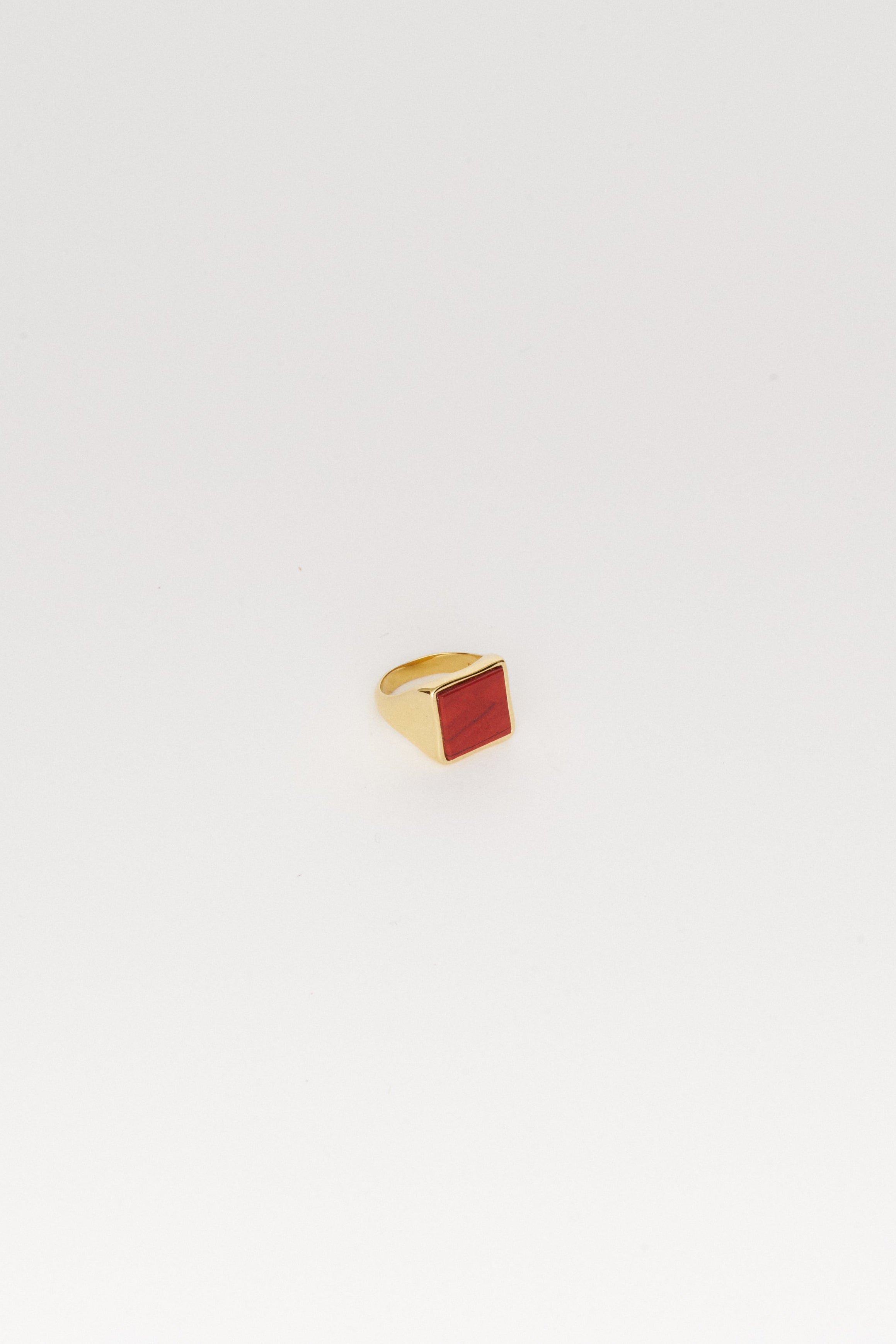 The Nina Flat Signet Ring in Red Jasper