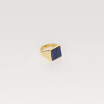 The Nina Flat Signet Ring in Blue Aventurine