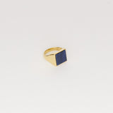 The Nina Flat Signet Ring in Blue Aventurine