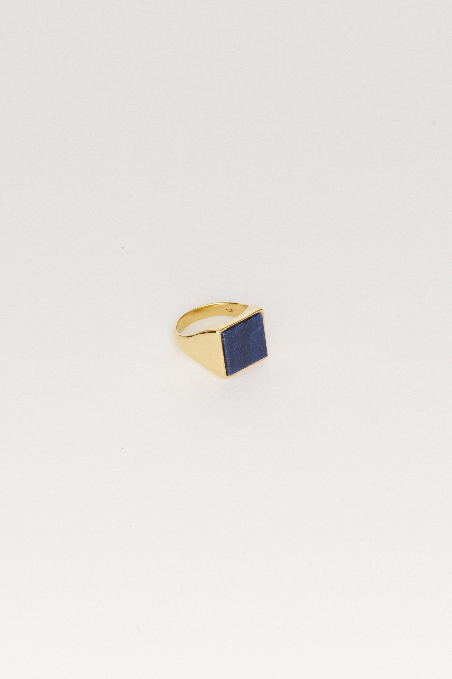 The Nina Flat Signet Ring in Blue Aventurine