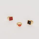 The Luques Square Signet Ring in Red Agate