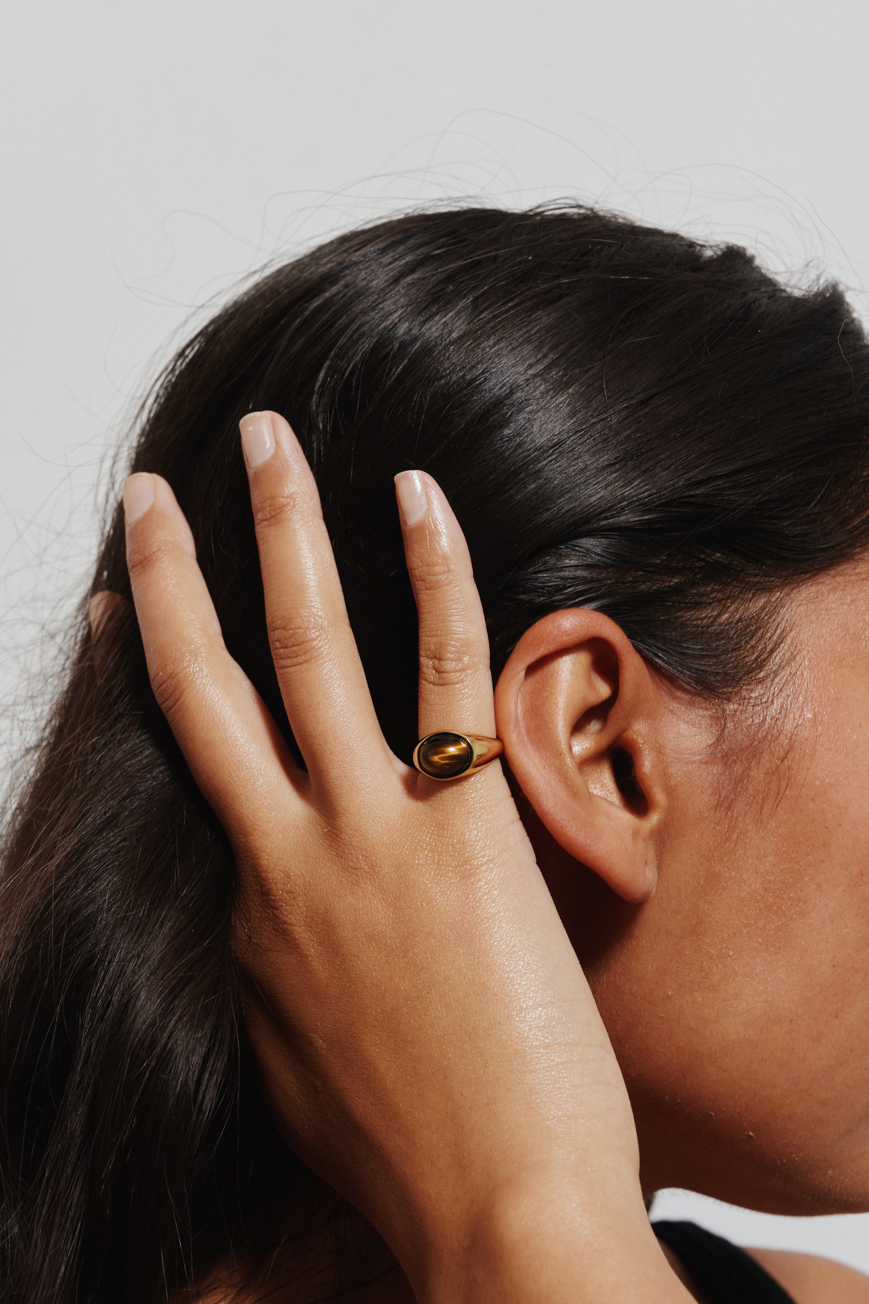 The Francis Oval Signet Ring in Tigers Eye