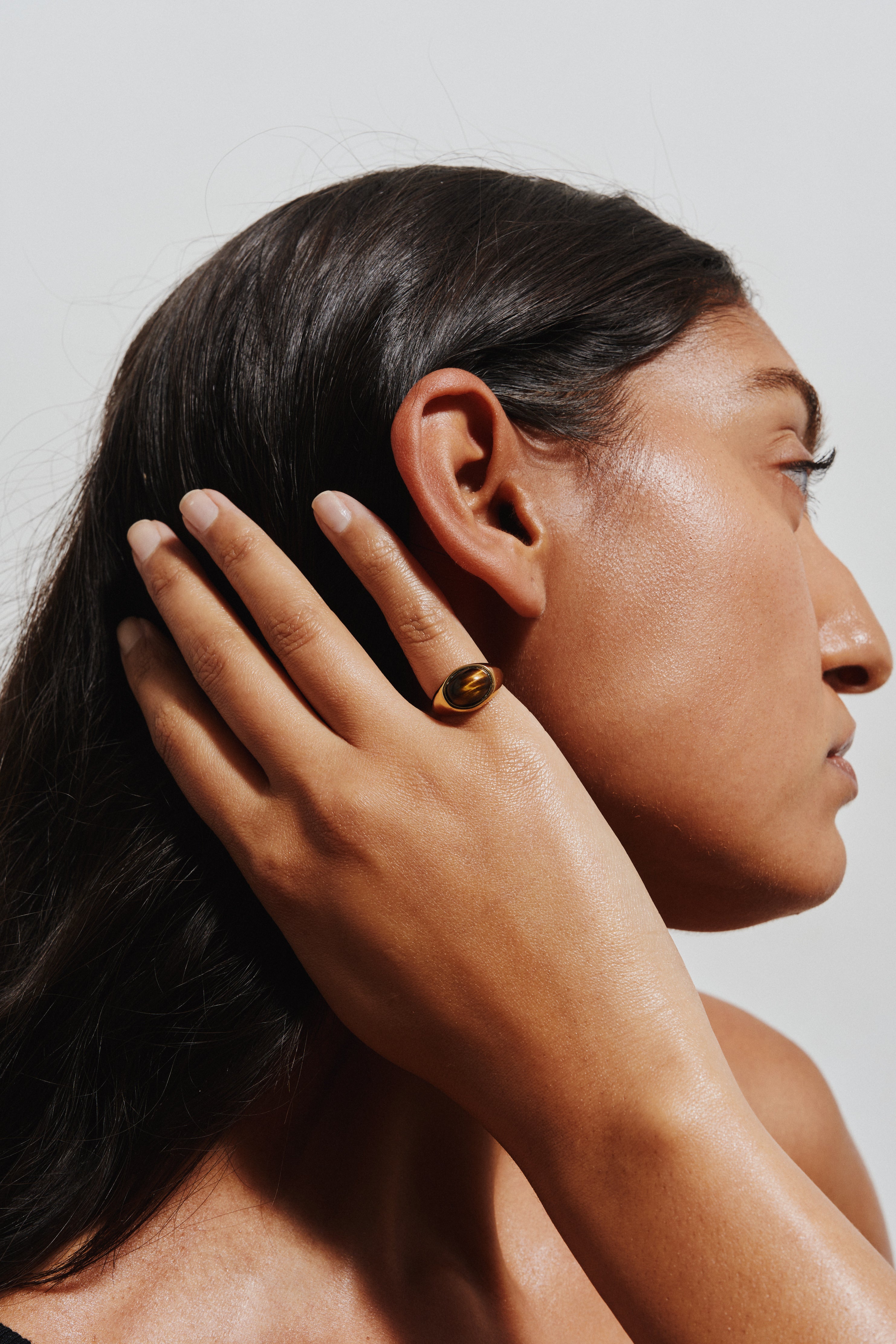 The Francis Oval Signet Ring in Tigers Eye