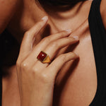 The Luques Square Signet Ring in Red Agate