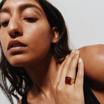 The Luques Square Signet Ring in Red Agate