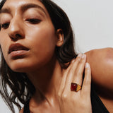 The Luques Square Signet Ring in Red Agate