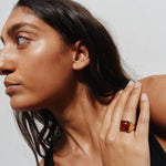 The Luques Square Signet Ring in Red Agate