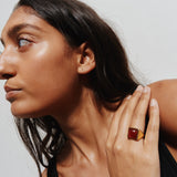 The Luques Square Signet Ring in Red Agate
