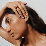 The Luques Square Signet Ring in Red Agate