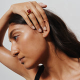 The Luques Square Signet Ring in Red Agate