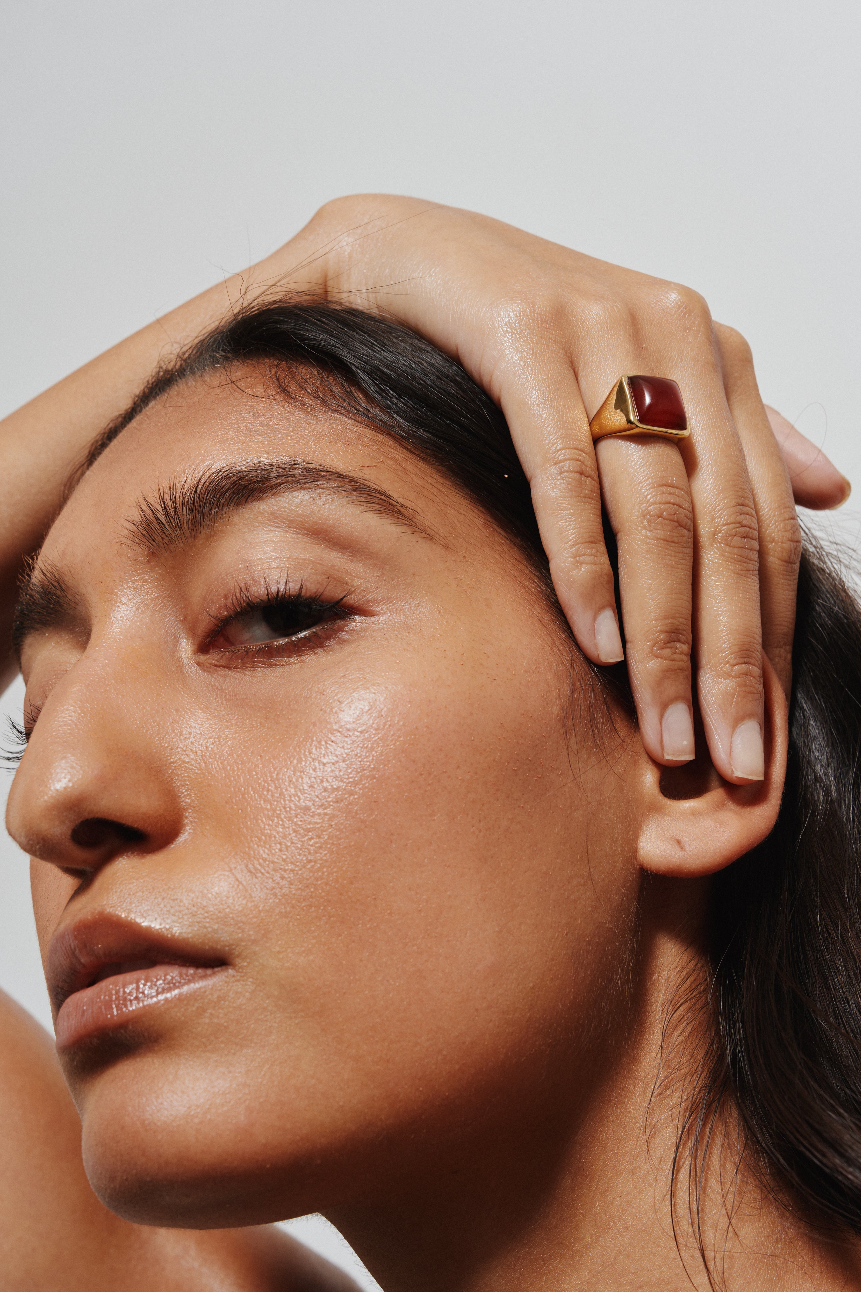 The Luques Square Signet Ring in Red Agate