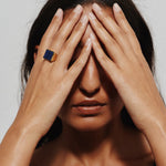 The Nina Flat Signet Ring in Blue Aventurine