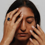 The Nina Flat Signet Ring in Blue Aventurine