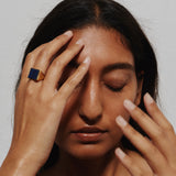 The Nina Flat Signet Ring in Blue Aventurine