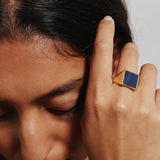 The Nina Flat Signet Ring in Blue Aventurine