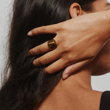 The Luques Square Signet Ring in Tigers Eye