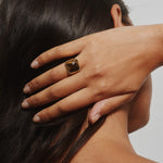 The Luques Square Signet Ring in Tigers Eye