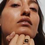 The Luques Square Signet Ring in Tigers Eye