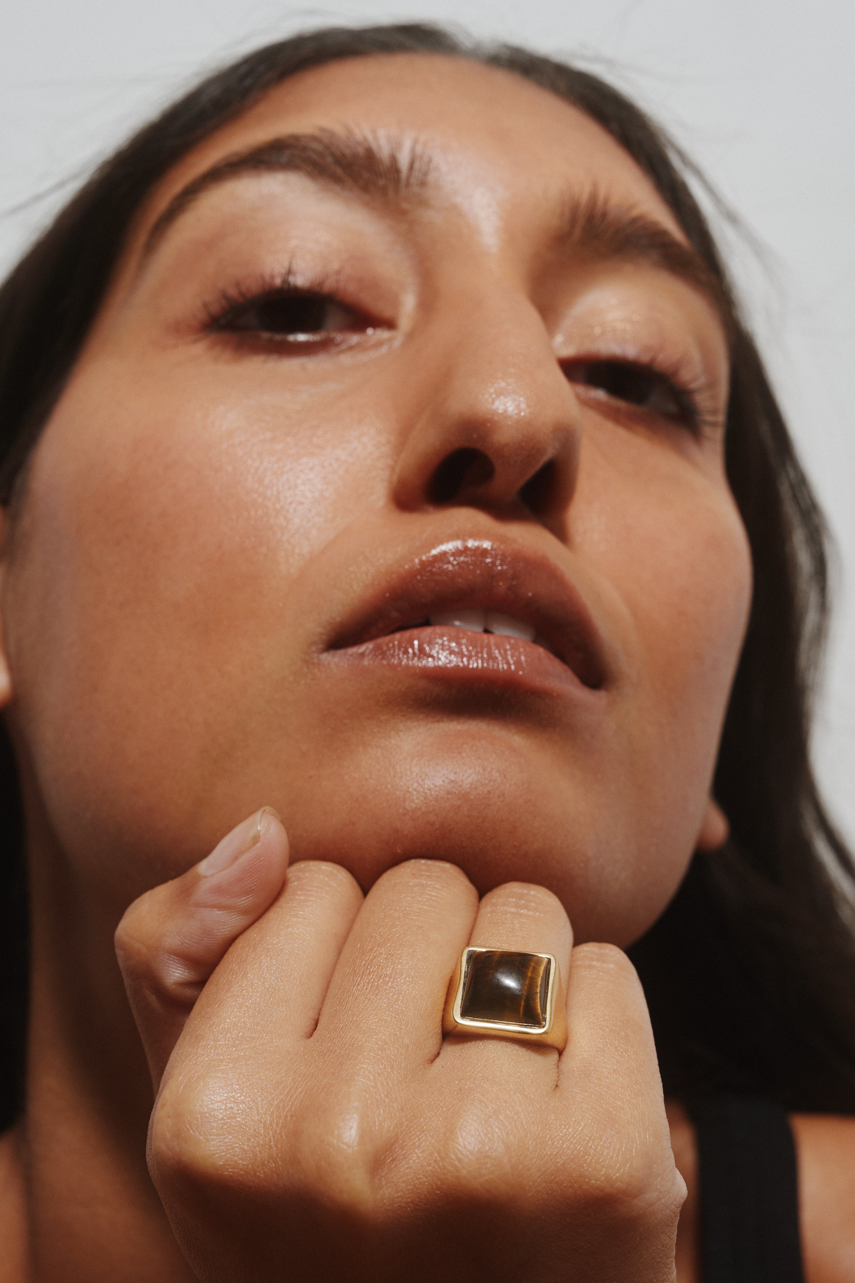 The Luques Square Signet Ring in Tigers Eye