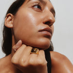 The Luques Square Signet Ring in Tigers Eye