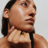 The Luques Square Signet Ring in Tigers Eye