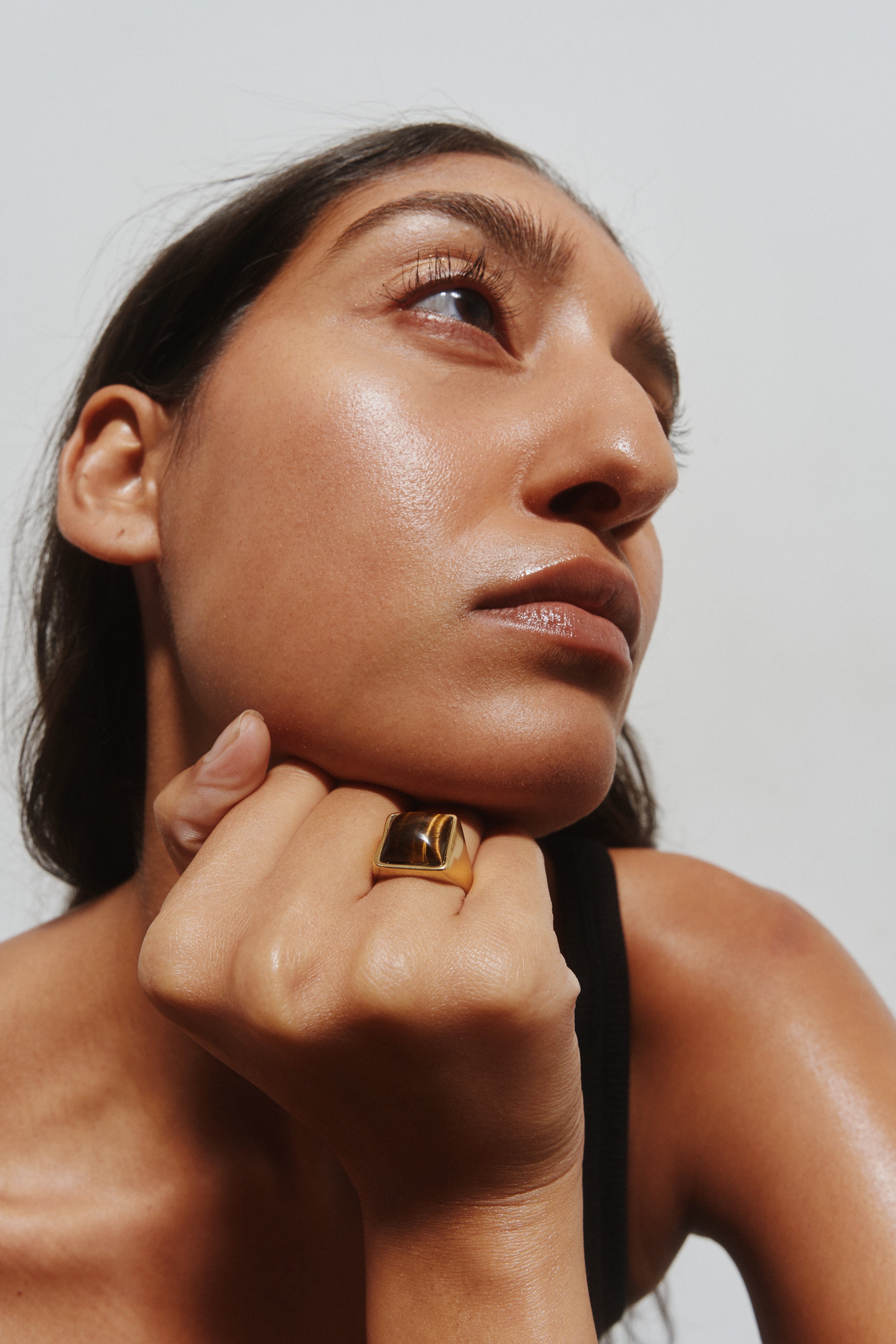 The Luques Square Signet Ring in Tigers Eye