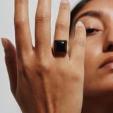 The Luques Square Signet Ring in Onyx