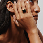 The Luques Square Signet Ring in Onyx