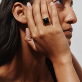 The Luques Square Signet Ring in Onyx