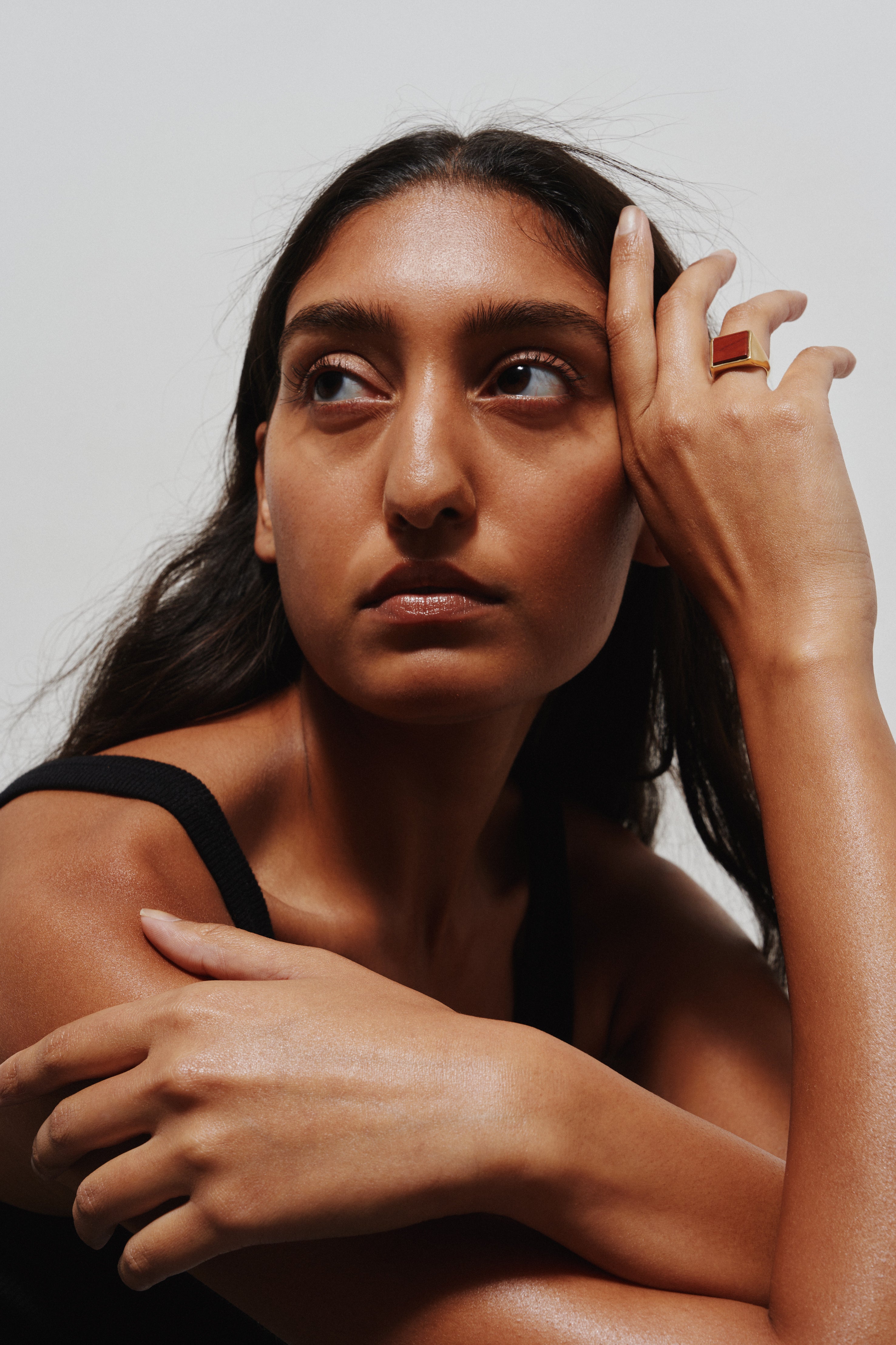 The Nina Flat Signet Ring in Red Jasper