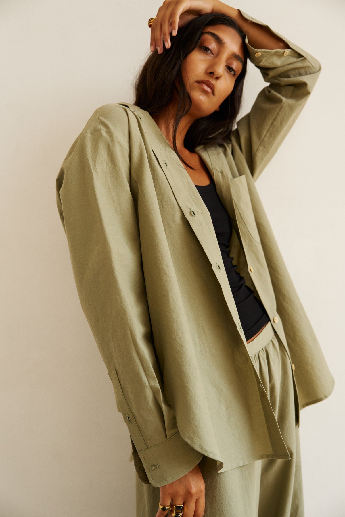 The Silk Cotton Essential Shirt in Eucalyptus