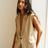 The Vested Blazer in Tan